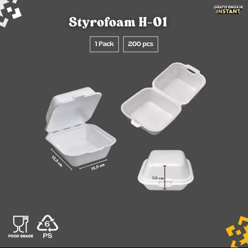 STYROFOAM kecil besar sekat kotak makan box nasi bubur ayam geprek foam gabus - Kecil isi 100