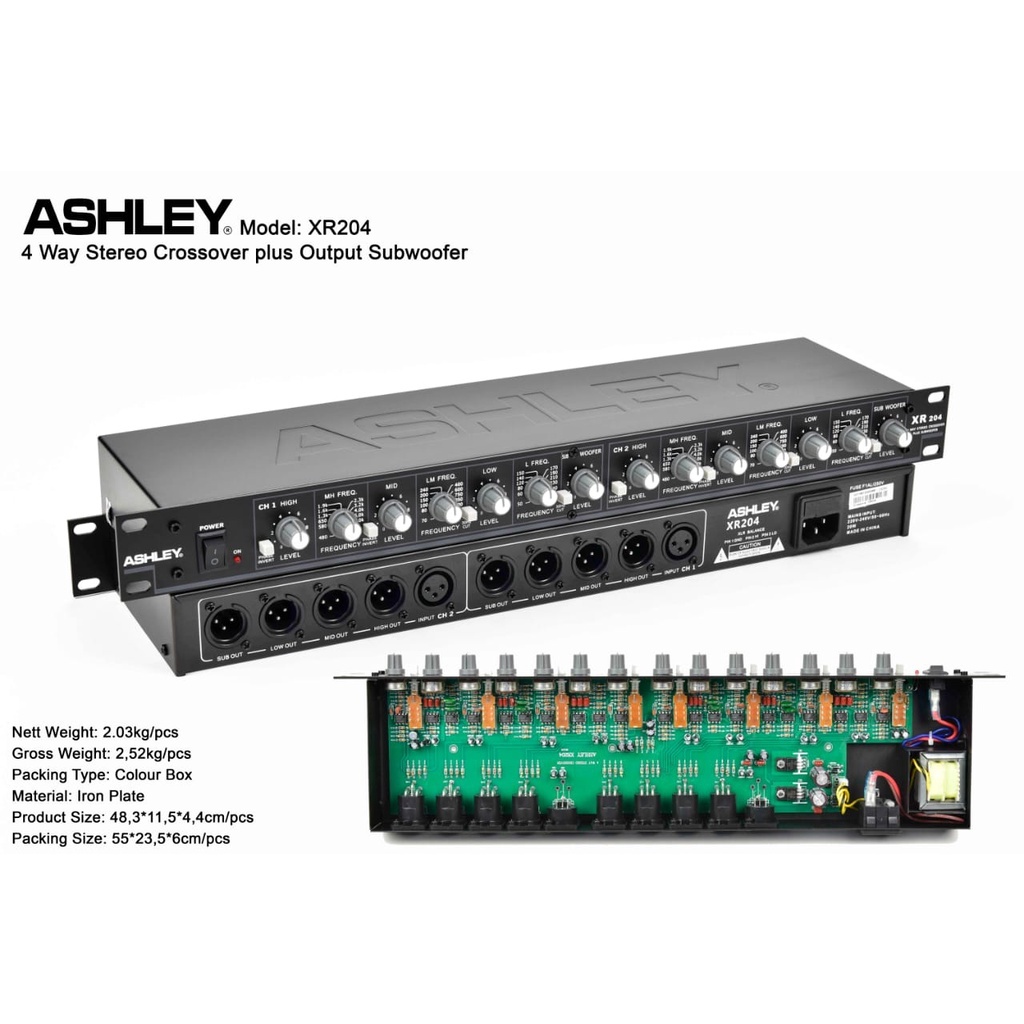 CROSSOVER ASHLEY XR204 XR 204 PLUS SUBWOOFER 4 WAY STEREO IC FULL MACRO ORIGINAL ASHLEY