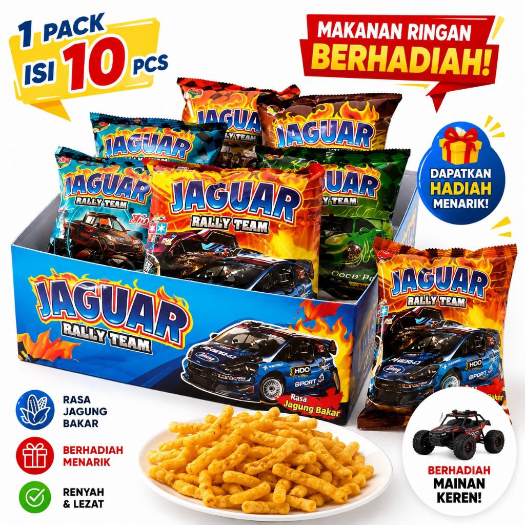 SNACK JAGUAR BERHADIAH UANG TUNAI ISI 10 PCS camilan renyah