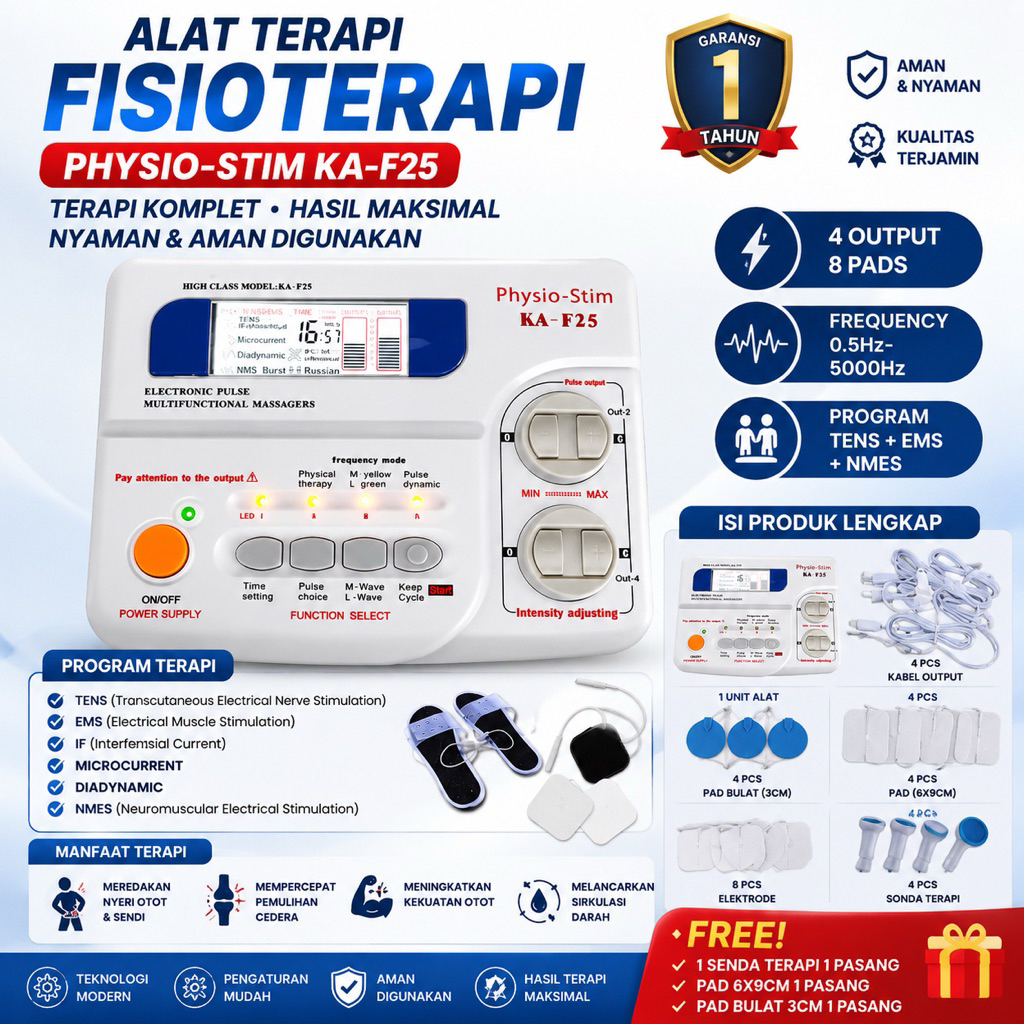 TENS+NMES+EMS Terapi /Alat Fisioterapi 4 Channel +Pen point untuk wajah