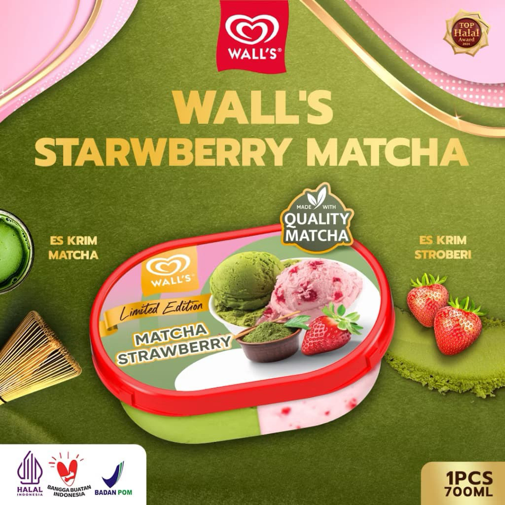 walls es krim strawberry matcha 700ml
