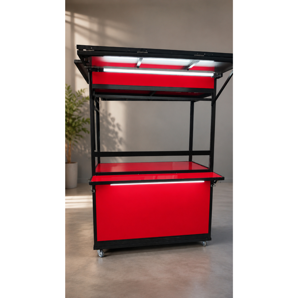 Gerobak Jualan Aluminium Custom untuk Es Teh, Kopi, Minuman, Booth UMKM