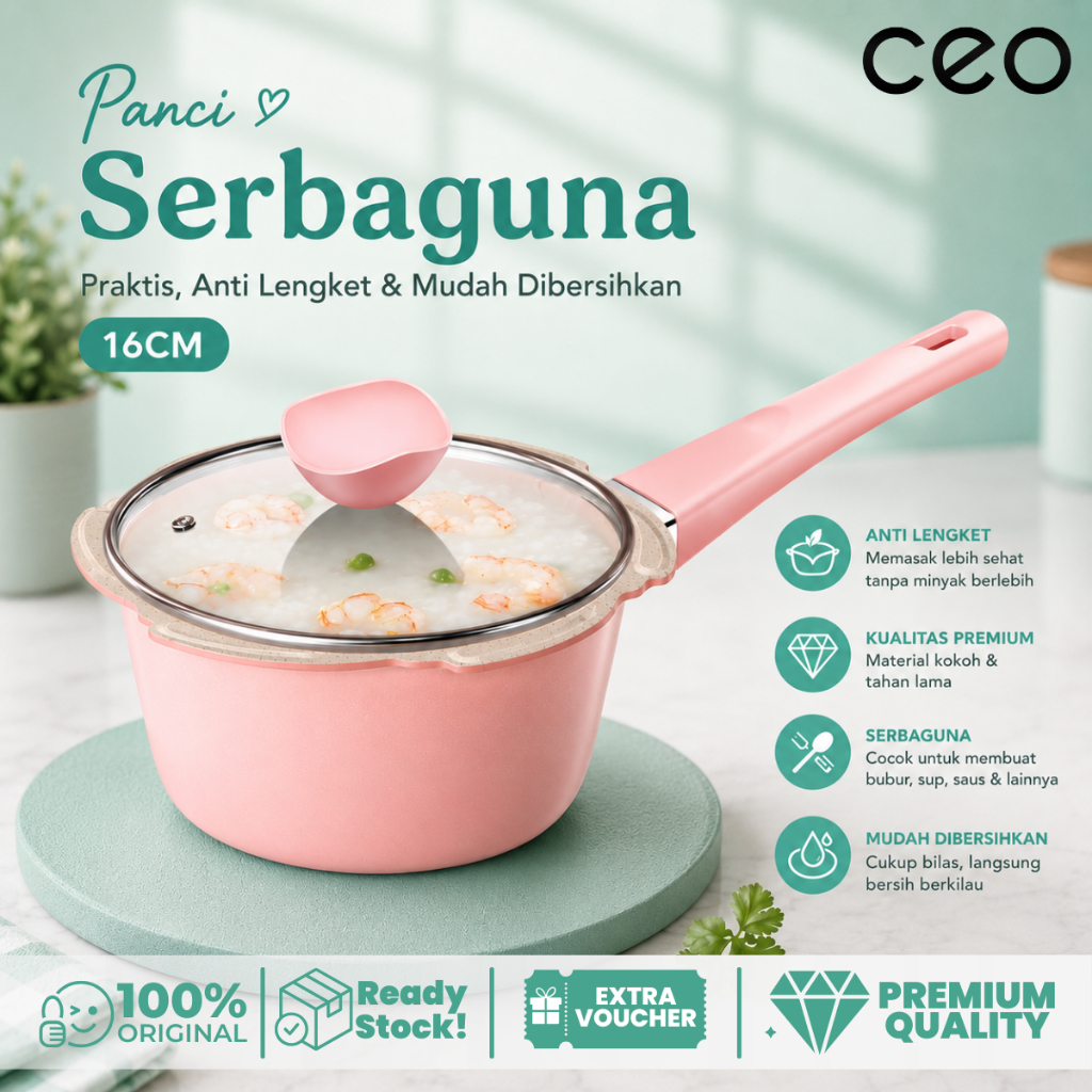 CEO Panci Susu Masak Mpasi Bayi Peralatan Makan Baby Teflon Coating Granit