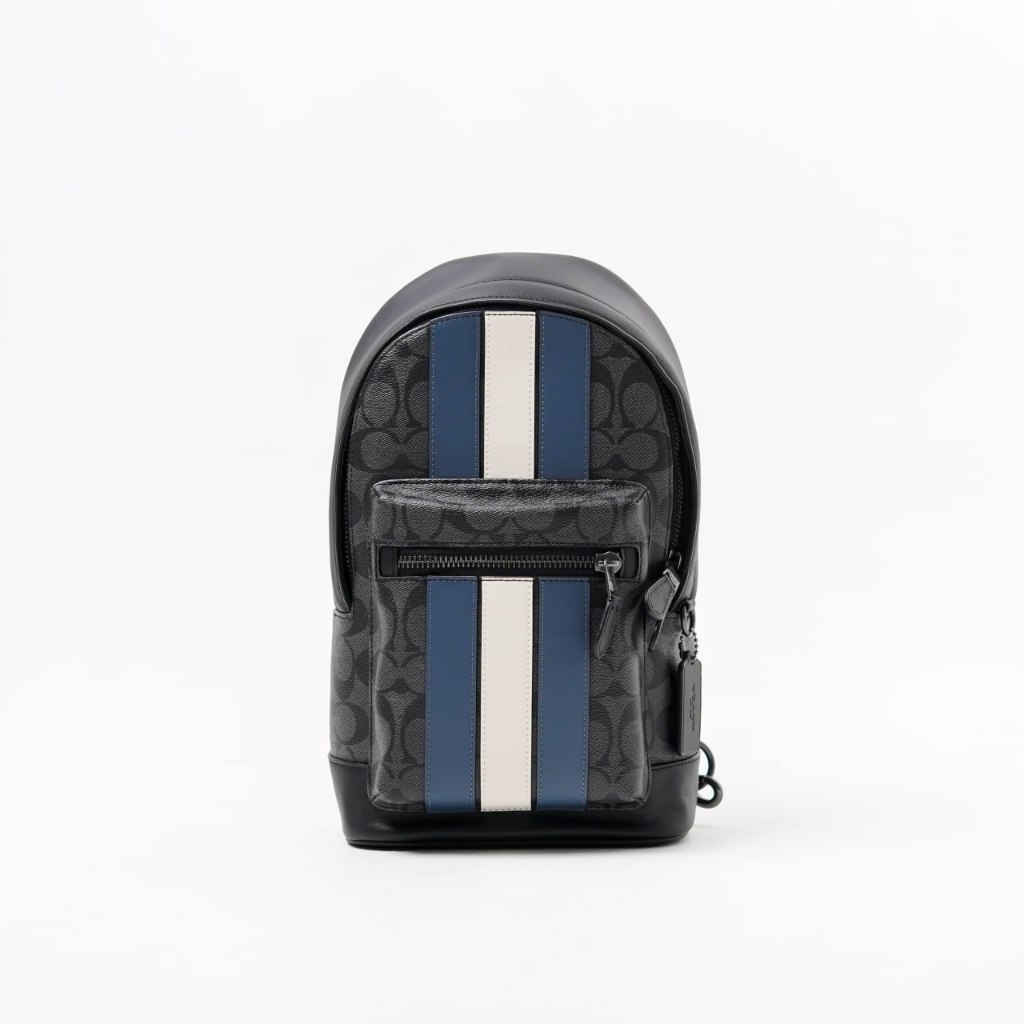 Tas STRIPE BLUE WHITE MONOGRAM BLACK CROSS BODY BAG 100% ORIGINAL