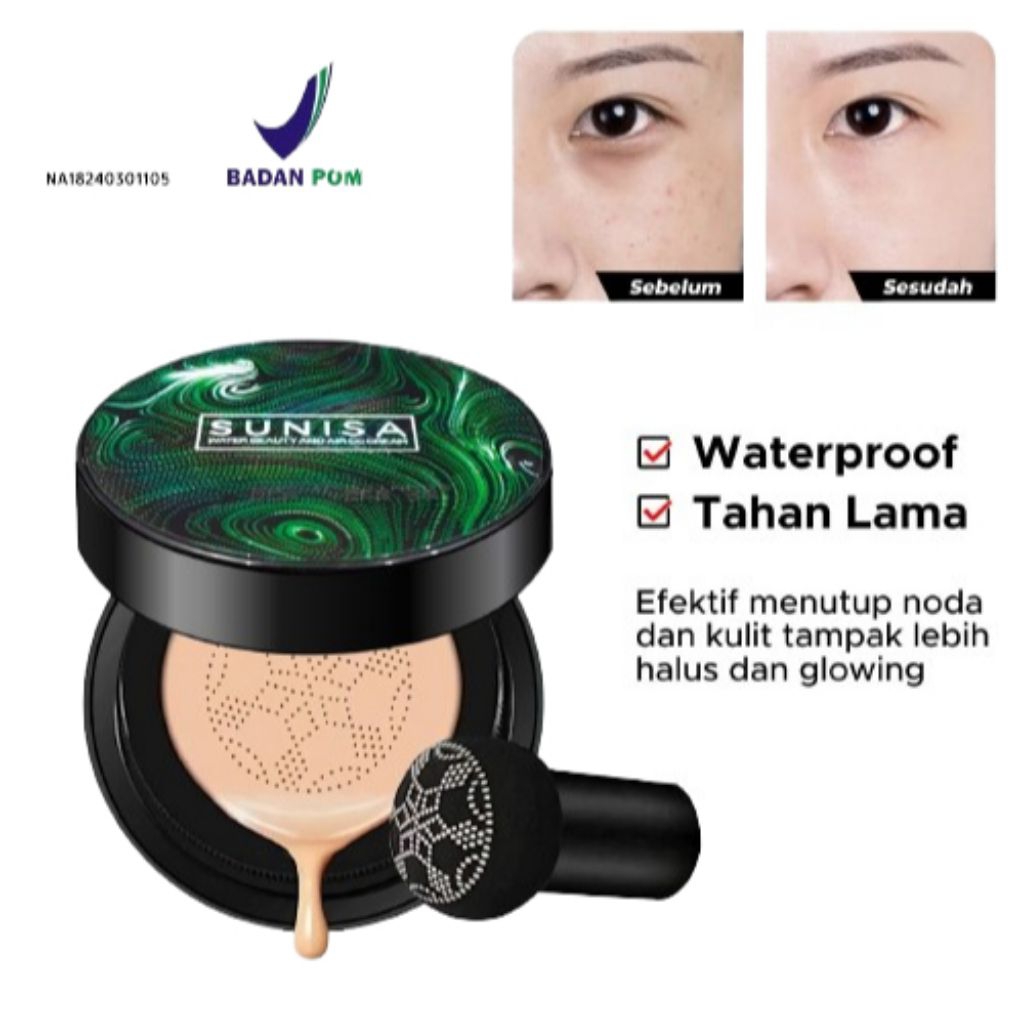 Sunisa Air Cushion BB Cream Foundation - Warna Ivory, Ringan, Tahan Air