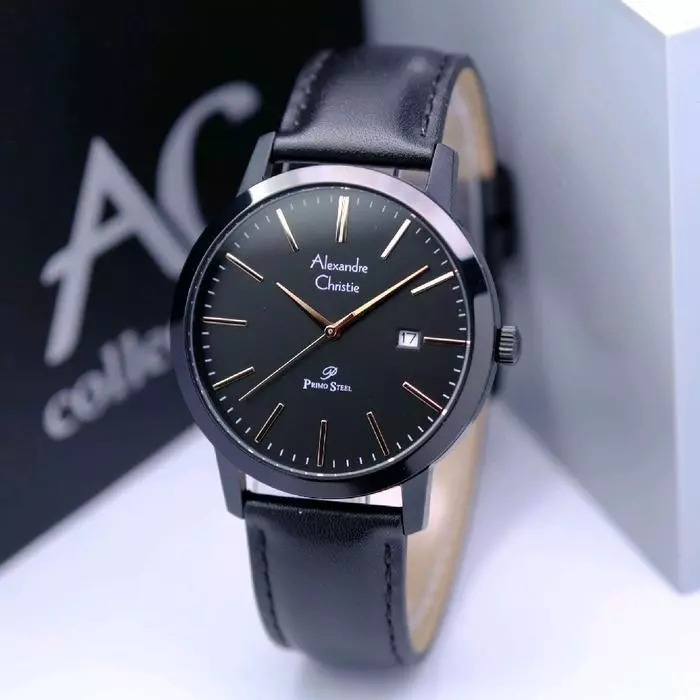 ORIGINAL Jam Tangan Pria Alexandre Christie AC 1007 / AC1007 Garansi 1 Tahun - Kulit & Rantai