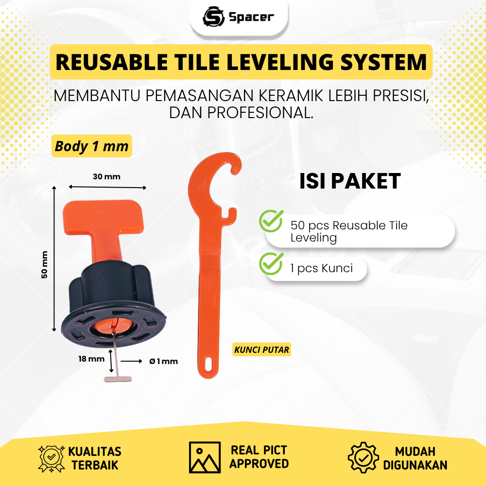 RTL PIN 1 mm REUSABLE TILE LEVELING PIN 1mm LEVELING KERAMIK MODEL PUTAR NAT 1mm ISI 50 PCS