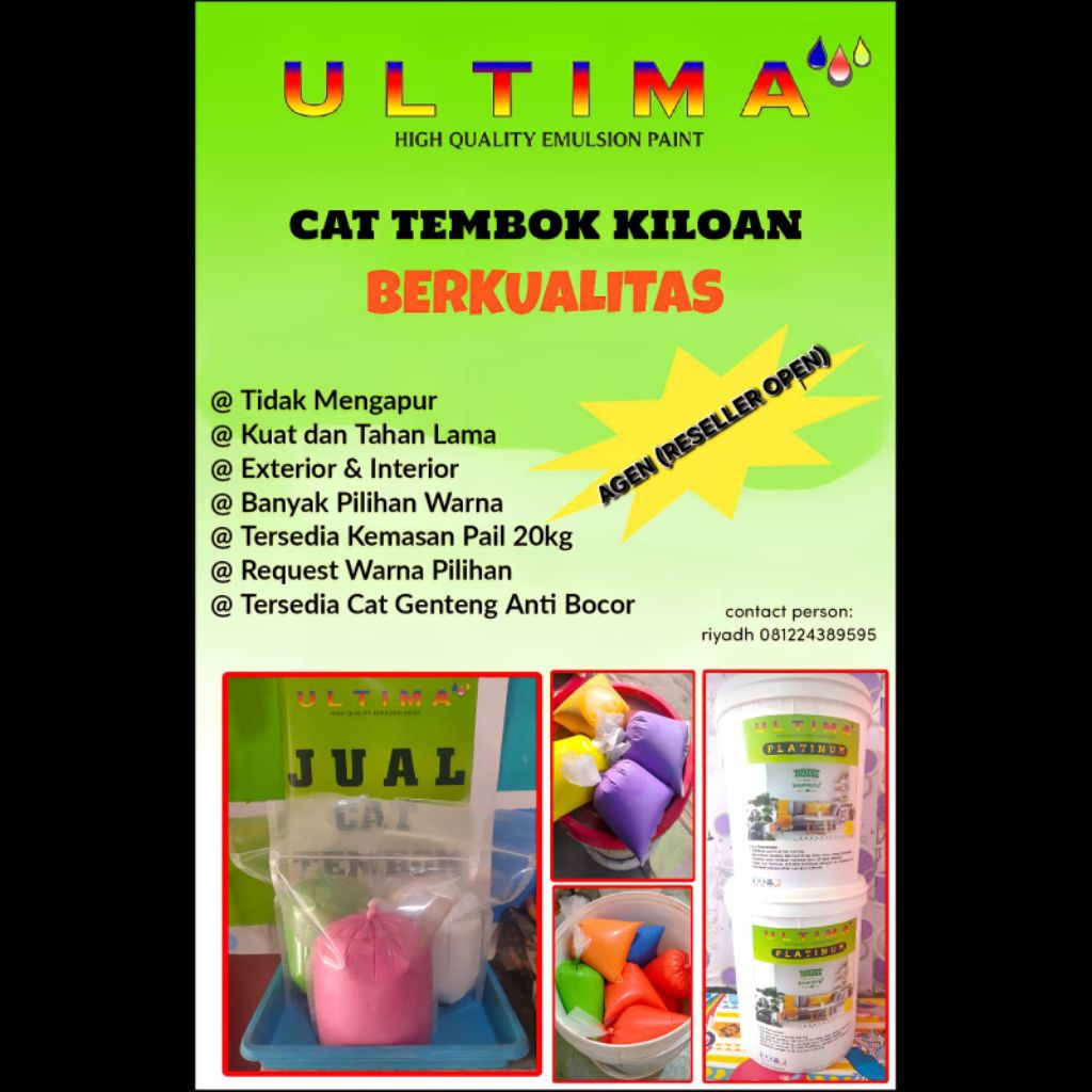 CAT GENTENG SUPER GLOSSY, SERBAGUNA Dinding,lantai,kolam, ( 1kg pas )