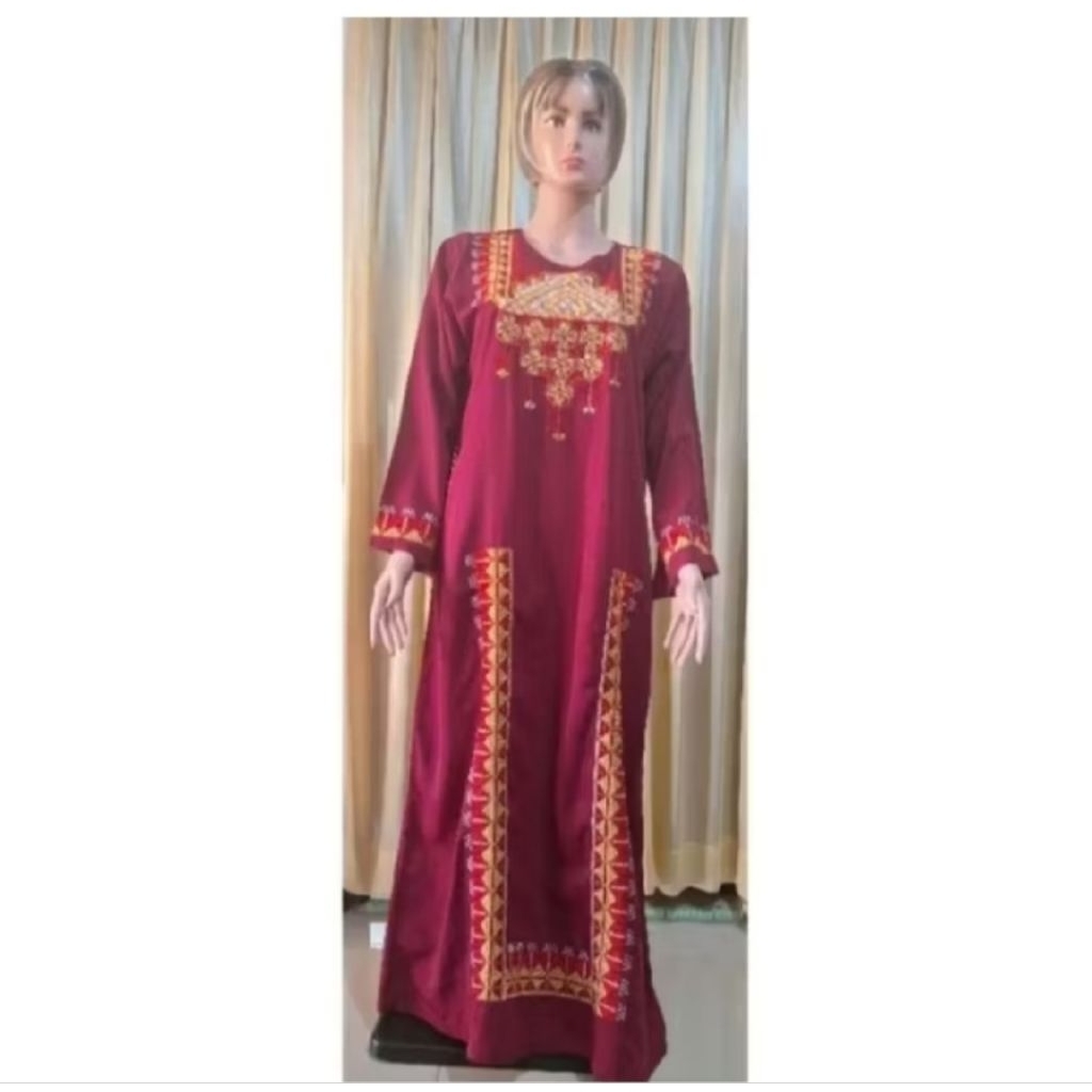 gamis wanita jumbo merah maroon, big size