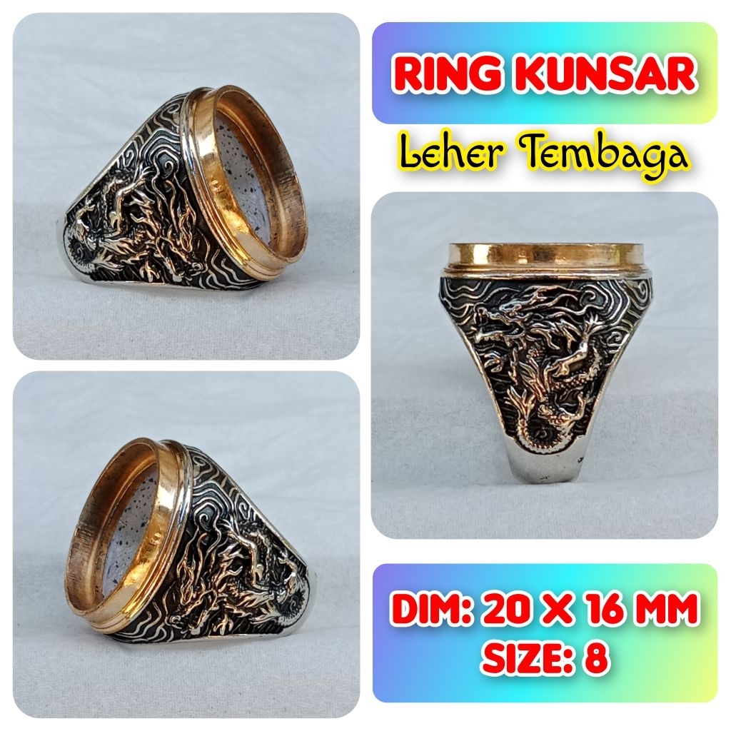 Cincin emban batu akik dan permata Leher Tembaga.28