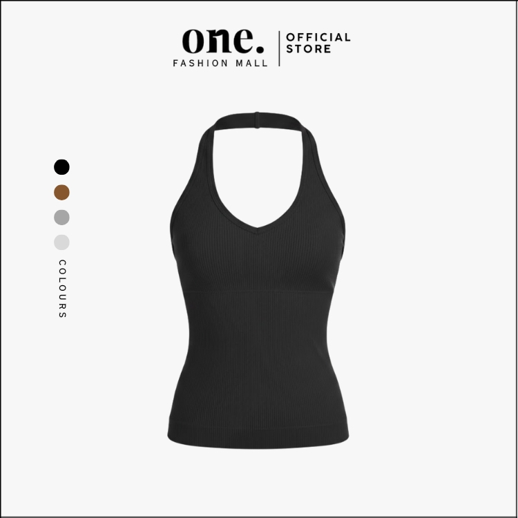 ONEFASHIONMALL BR117 Atasan Tanktop Tali Leher Bra Wanita Necktie V-Neck Seksi Kamisol Tanpa Kawat