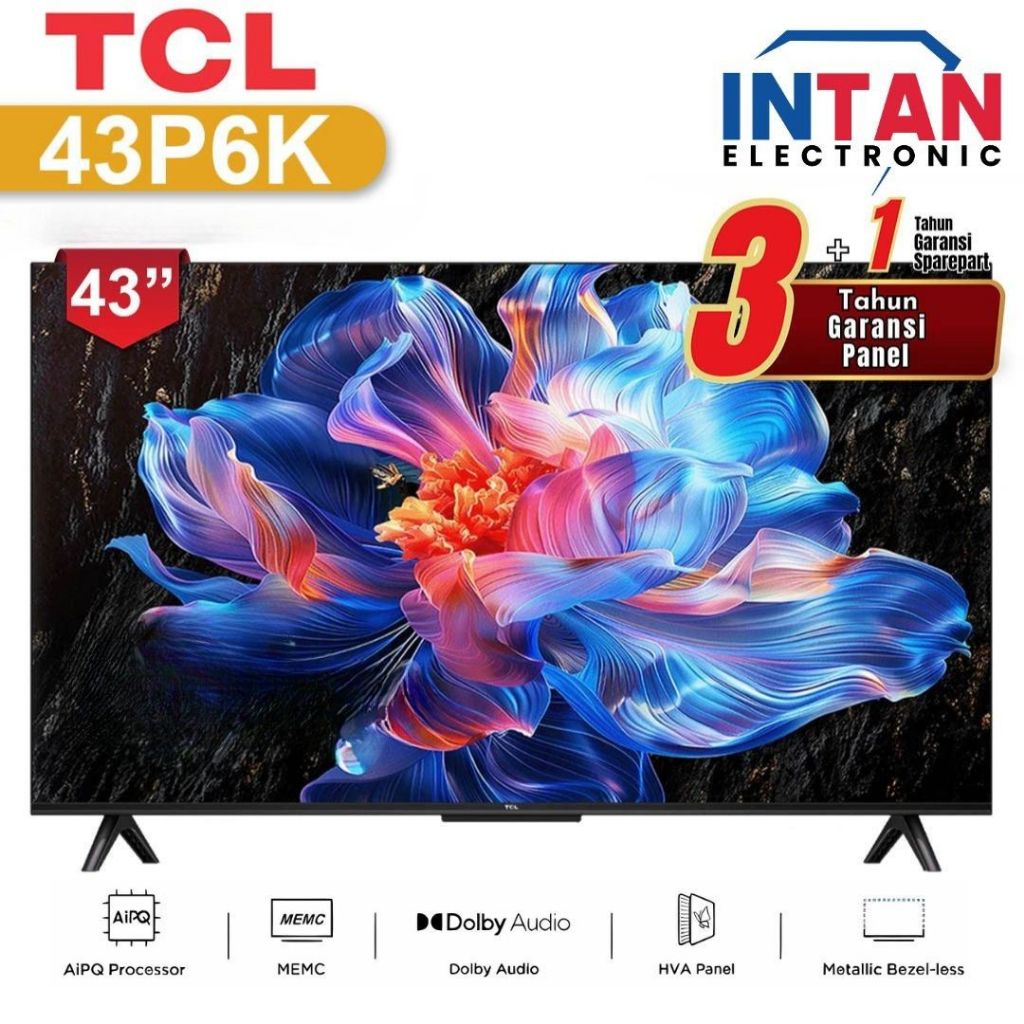 TCL TV 43 INCH 43P6K UHD 4K HDR GOOGLE TV (MEDAN)