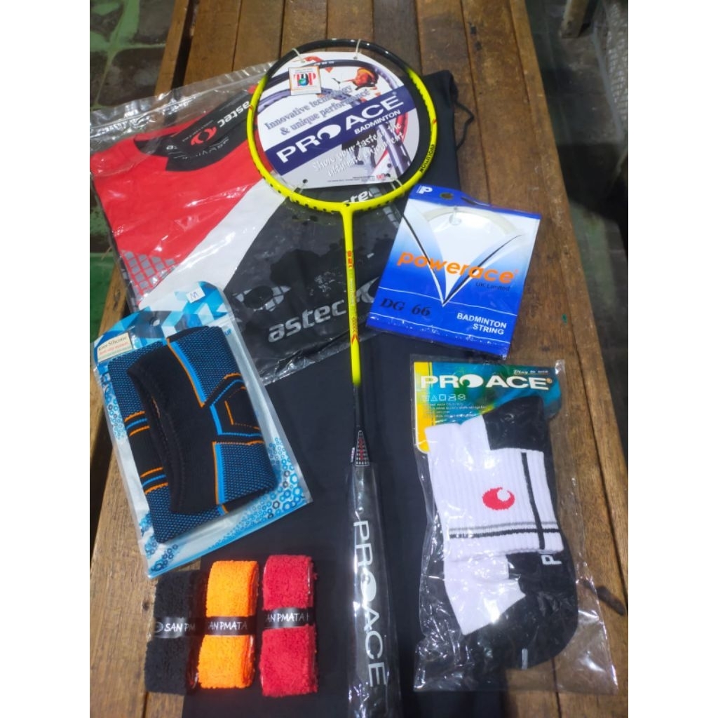 Raket Olah Raga Badminton Pro Ace Seri EVOLUTION 128 ORIGINAL Komplit