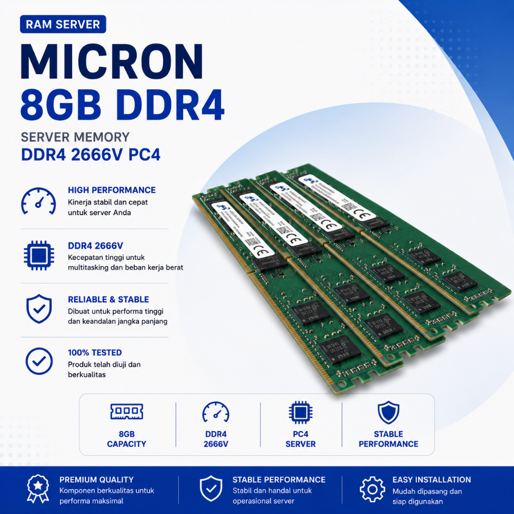 MICRON 8gb Memory Ram Server DDR4 2666V PC4 garansi