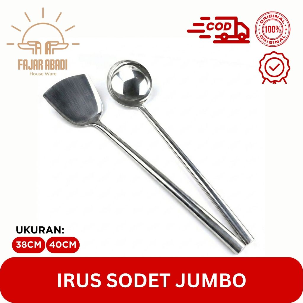 Irus dan Sodet Jumbo Stainless/Irus dan Sodet Gagang Langsung/Irus Kuah/Sodet Tumis Panjang Stainles