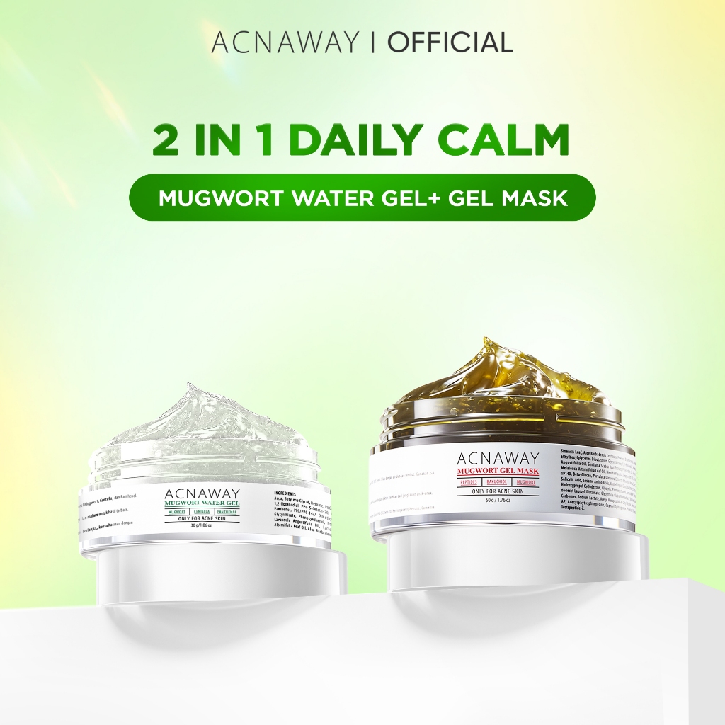 ACNAWAY Bundle 2 in 1 Mugwort Gel Mask + Mugwort Water Gel –Moisture Gel Pelembab Wajah Untuk Kulit 