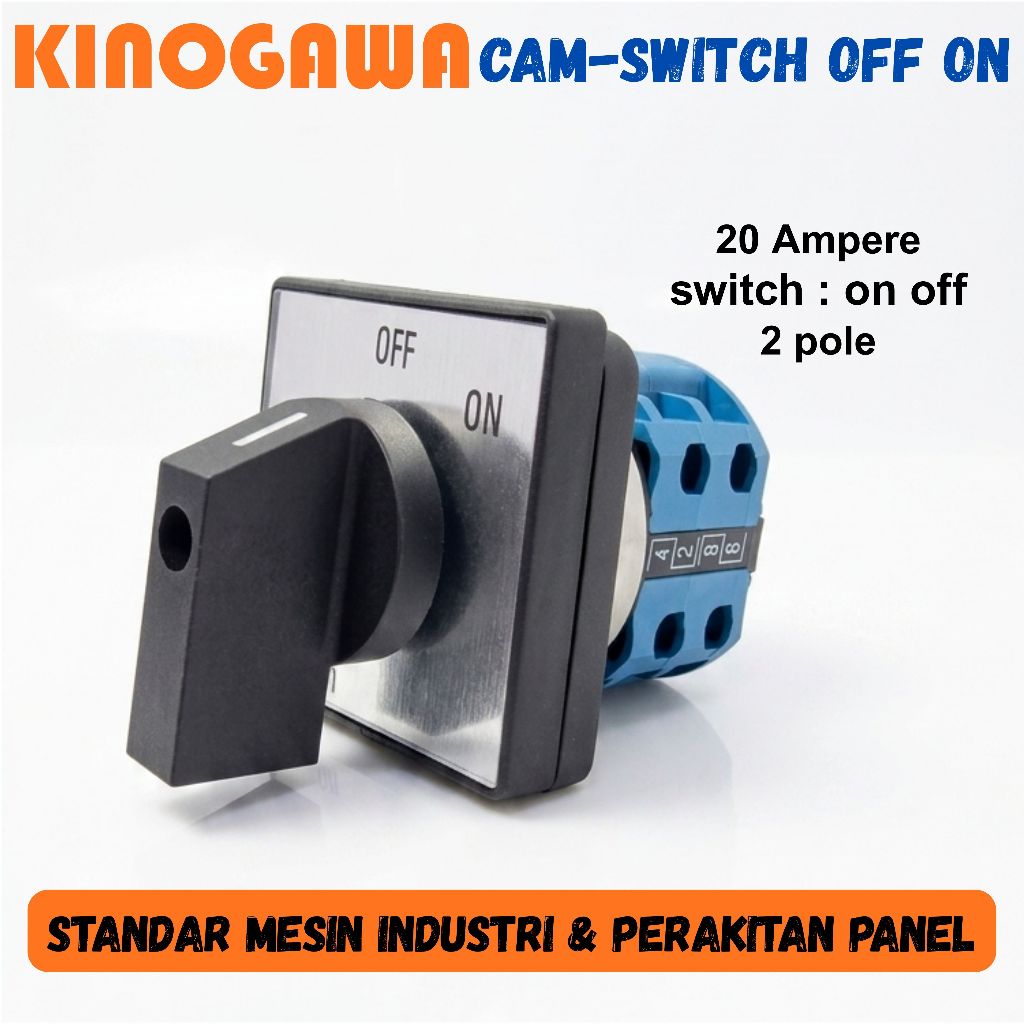 KINOGAWA Selector Switch CAM SWITCH ON OFF 2P Saklar Putar Selector Ohm Saklar Panel Mesin Otomatis 