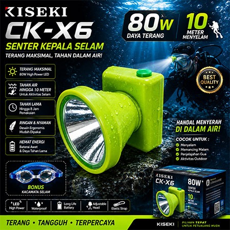 SENTER KEPALA SELAM KISEKI CK X6 CAHAYA PUTIH 80W SUPER TERANG / SENTER KEPALA KISEKI 80W