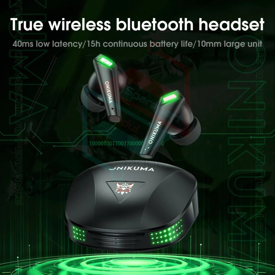 HEADSET BLUETOOTH ONIKUMA T308 BLACK TWS GAMING STEREO ORIGINAL