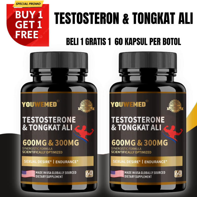 Testosterone Booster + Tongkat Ali untuk Menunjang Stamina Pria 60 Kapsul