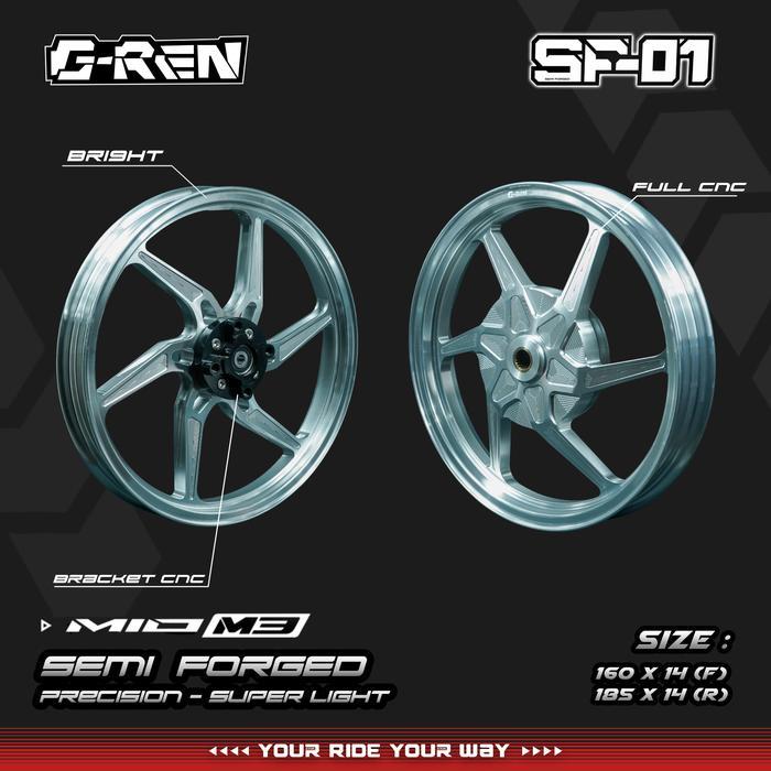 G-REN MAGS SEMI FORGED SF-01 | 160 / 185 - 14 | YAMAHA MIO M3 | - VELG VELK 1.60 x 1.85 R14 PALANG 6