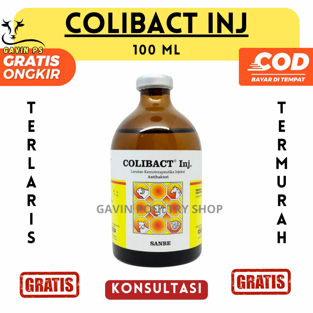 COLIBACT INJEKSI 100ml - Obat Hewan Diare Batuk Pilek Obat Mencret SANBE