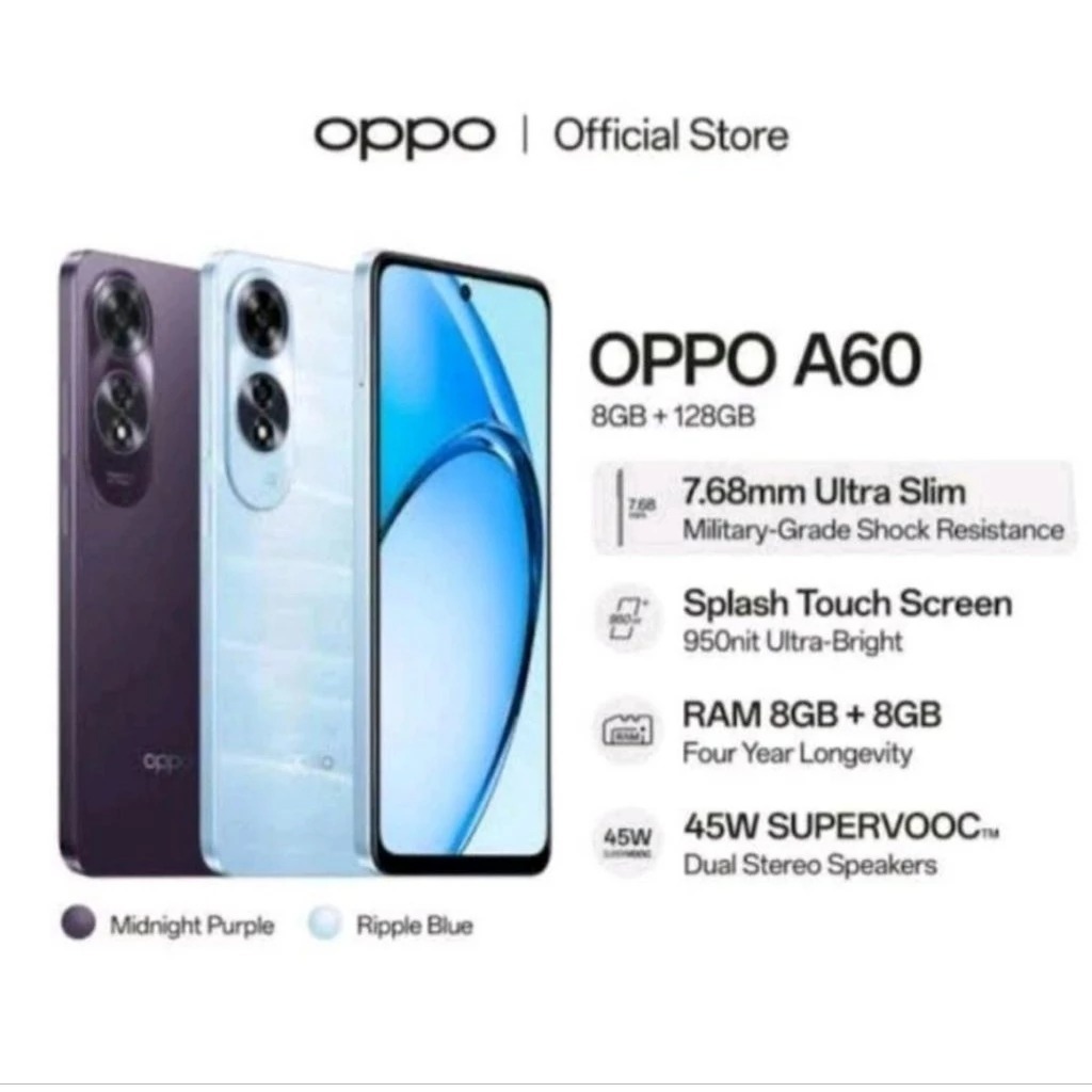HP OPPO A60 8/256 GB - OPPO A 60 RAM 8 GB ROM 256 GB GARANSI RESMI