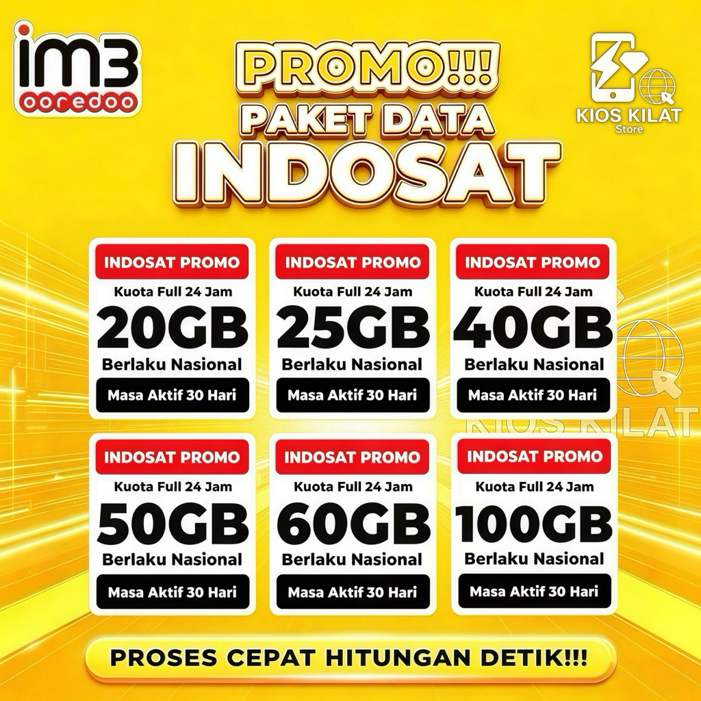 PAKET DATA INDOSAT KUOTA INTERNET PURE BULANAN 30 HARI FULL