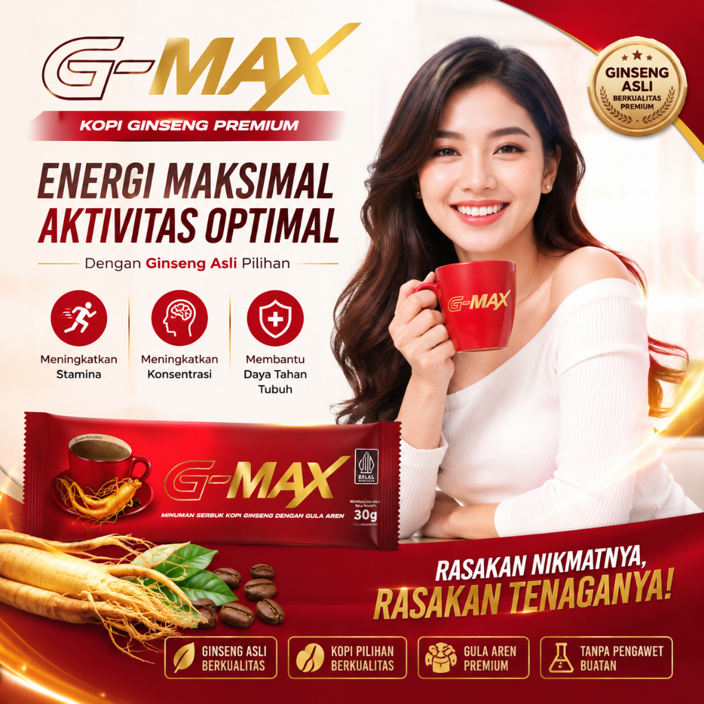 G-MAX Kopi Ginseng Premium Kopi Pria Gula Aren Minuman Kopi Herbal
