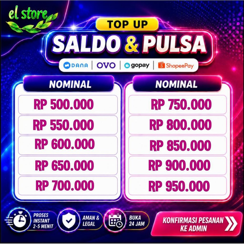 Promo Tops Saldo Dan Pulsa 500ribu/500k