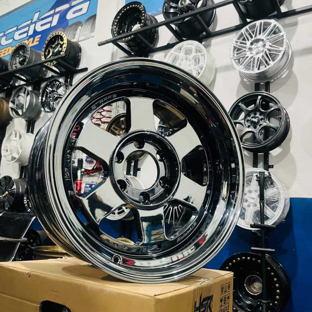 pelak mobil racing jdm te37xt r18 black chrome cocok pajero fortuner triton hilux everest