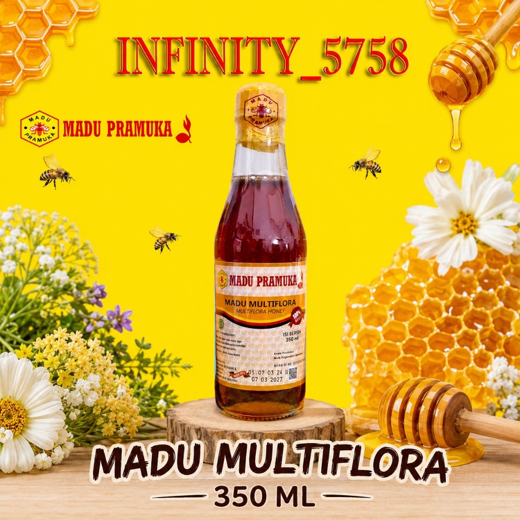 MADU PRAMUKA MADU MULTIFLORA 350 ML (MADU ASLI)