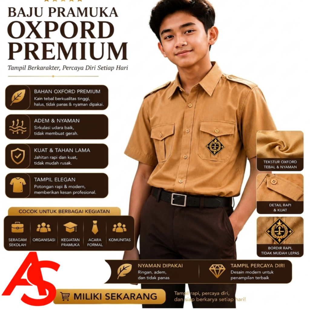 KEMEJA SERAGAM PRAMUKA OSIS SMP LENGAN PENDEK