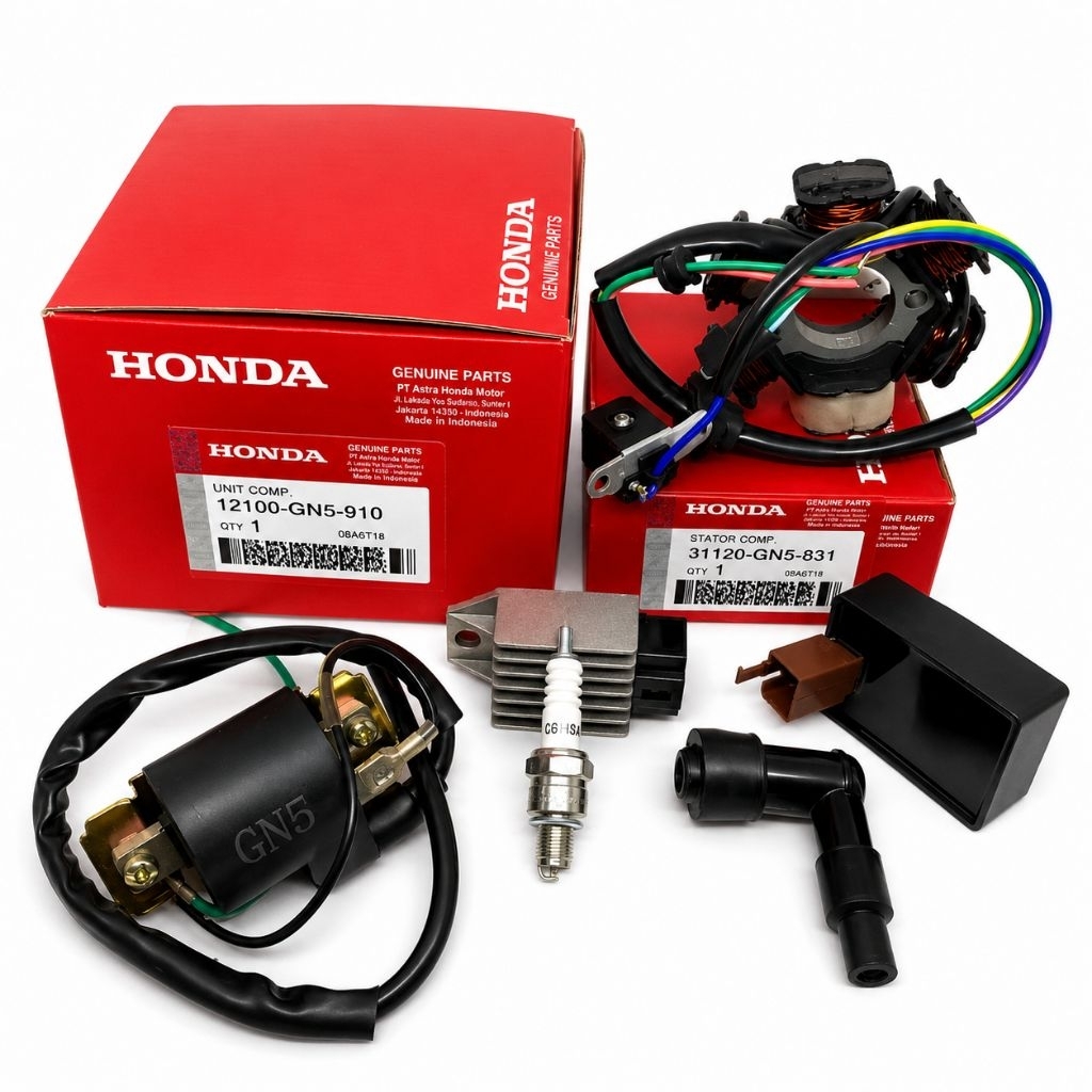 CDI PAKET 6ITEM GN5 HONDA GRAND/SUPRA X LAMA/SUPRA FIT/REVO 100CC/LEGENDA ORIGINAL