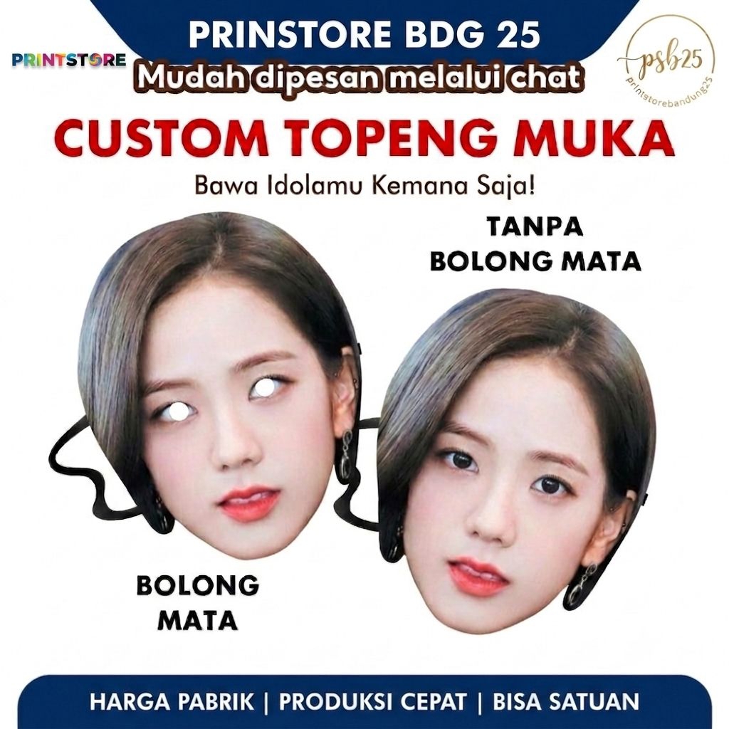 Topeng Muka Custom Idol K-Pop (BTS) Topeng wajah custom - TOPENG PESTA ULANG TAHUN TOPENG CUSTOM  Bi