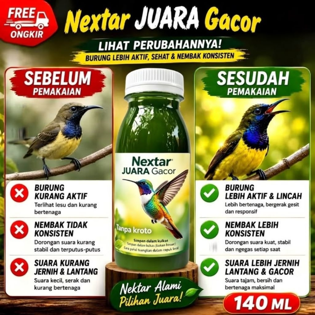 NEXTAR JUARA GACOR Vitamin Burung Perawatan Harian Semua BurungNEXTAR JUARA GACOR Vitamin Burung Pen