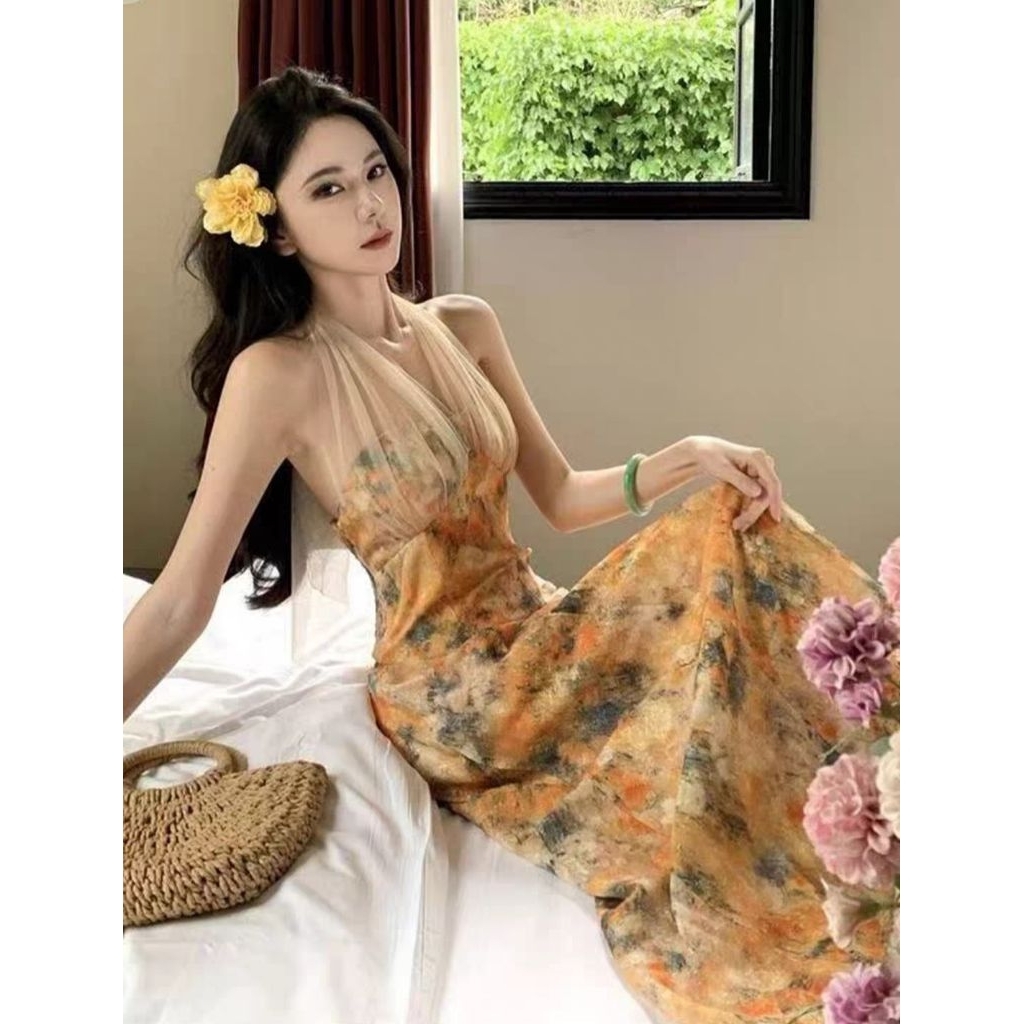 Dress Bunga Cantik,Baju Pantai,Baju Wanita Modis Cantik Ala Korea Import