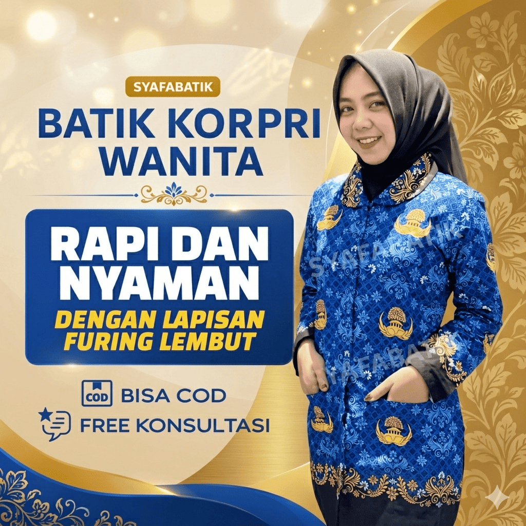 Baju KORPRI Wanita Katun C40s Premium Adem Jahitan Rapi Seragam ASN PNS PPPK Lapis Furing SYAFASTORE