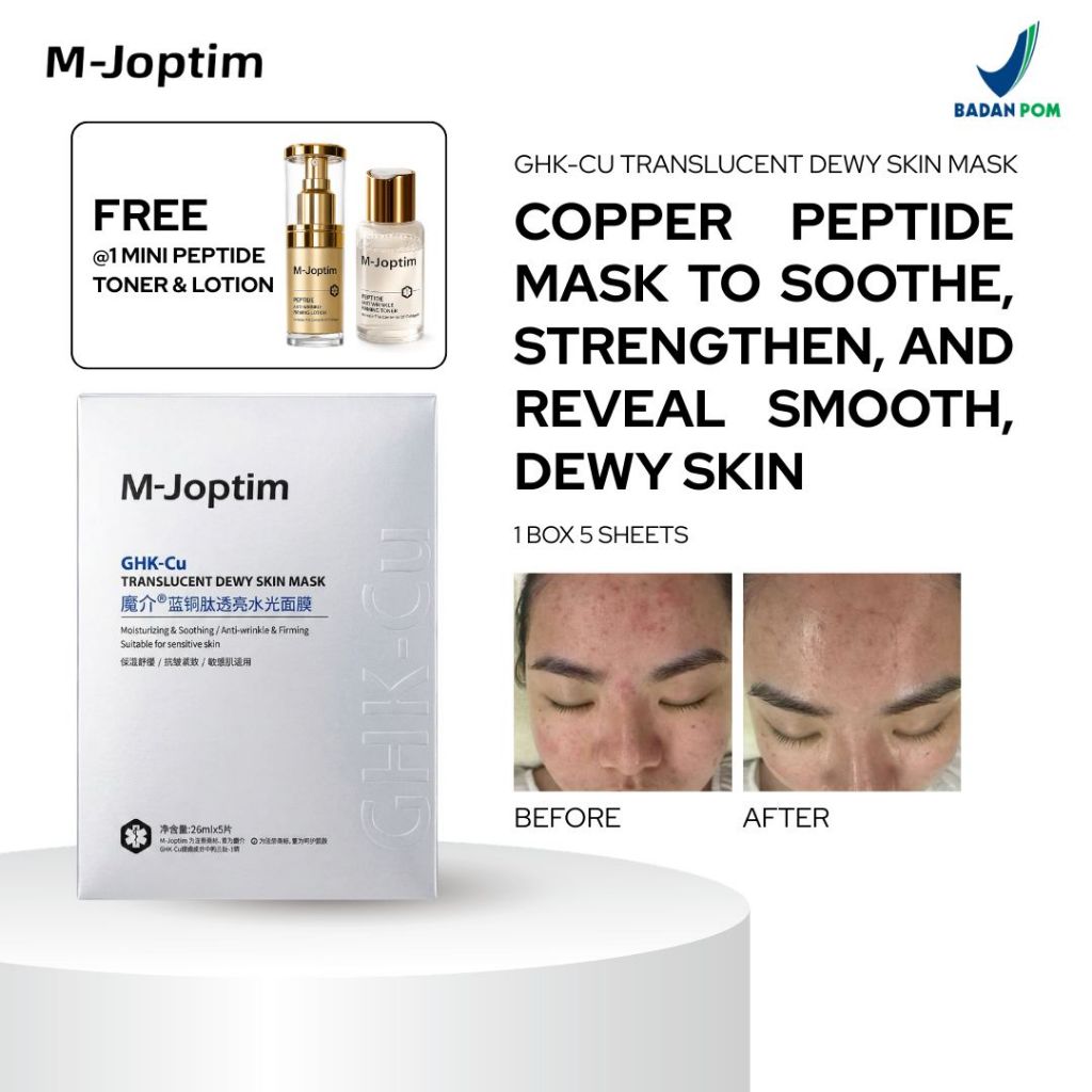 [FREE MINI PEPTIDE TONER + LOTION] M-Joptim GHK-Cu Translucent Dewy Skin Mask | Masker Anti-Aging, M