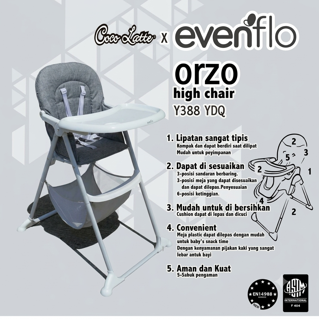 COCOLATTE High Chair Evenflo Ozro Y388 [HG 064]