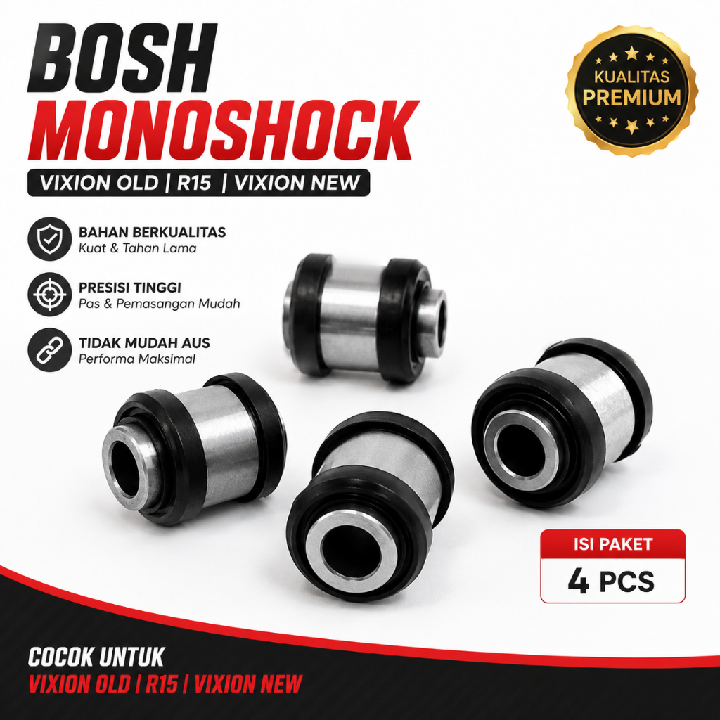 Bosh Monoshock Vixion Old R15 Vixion New Karet Bosh Shock Belakang Premium Isi 4 PCS