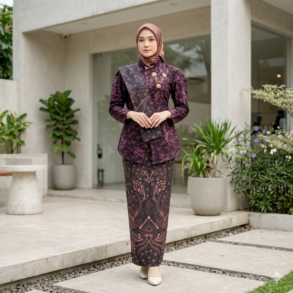 MISO BUTIK - Setelan Kebaya Janggan Wanita Modern FAHIRA Ayu Kombinasi Fukuro Embos Batik Halus