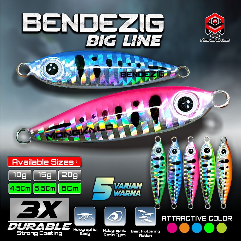 Micro Jig 15 gram MONGKALO BENDEZIG Hologram Garis 15g Umpan Mancing Pancing Laut Fishing Lure Jiggi