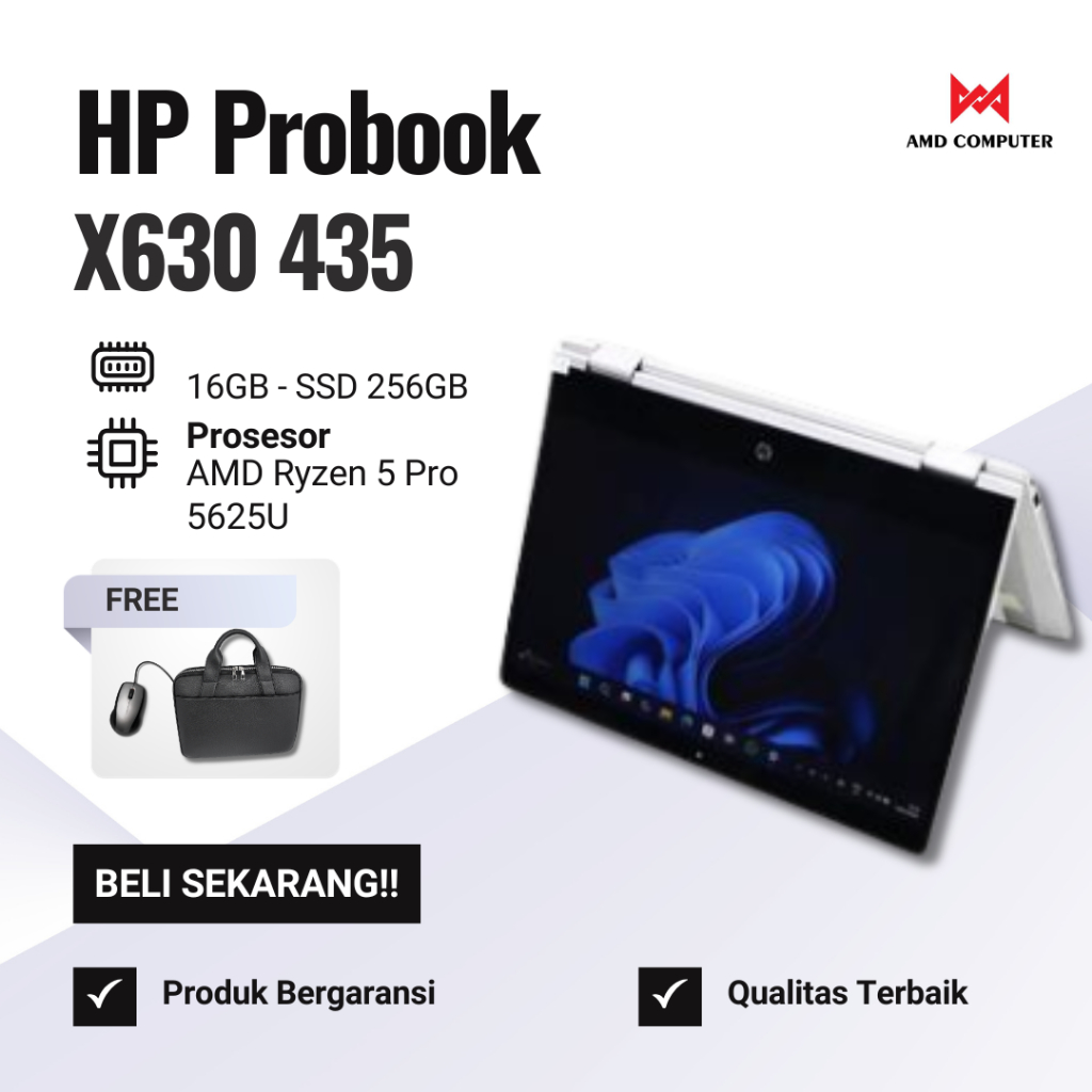 HP ProBook x360 435 G7 Ryzen 5 Pro 5625U | RAM 16GB | SSD 256GB | Touchscreen | Dual Camera