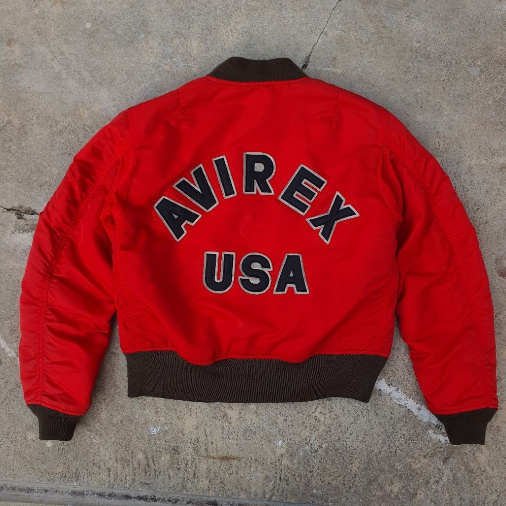 Avirex MA-1 Military Bomber Big Logo Flight Jacket Red