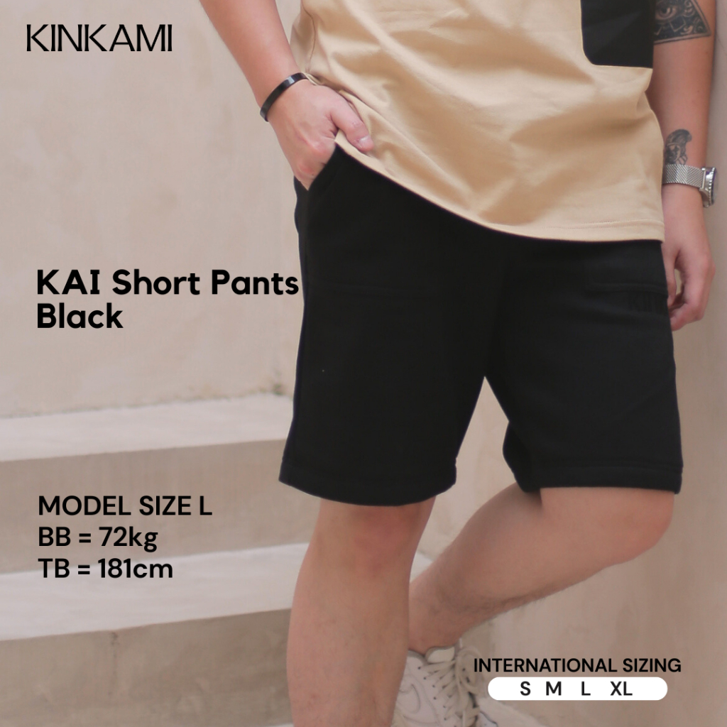 Celana Pendek Pria Santai Bordir | KAI Black by KINKAMI