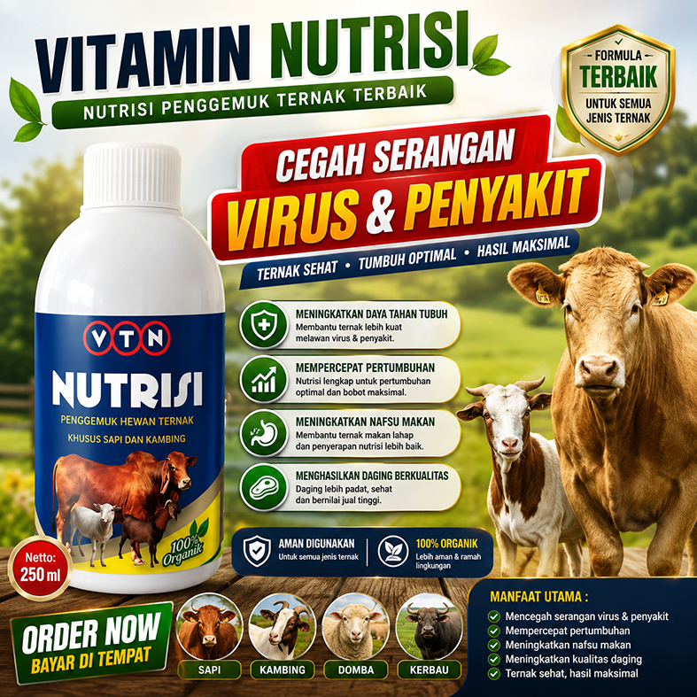 Vitamin Nutrisi Sapi 250 ml Penggemukan Ternak Sapi Penggemukan