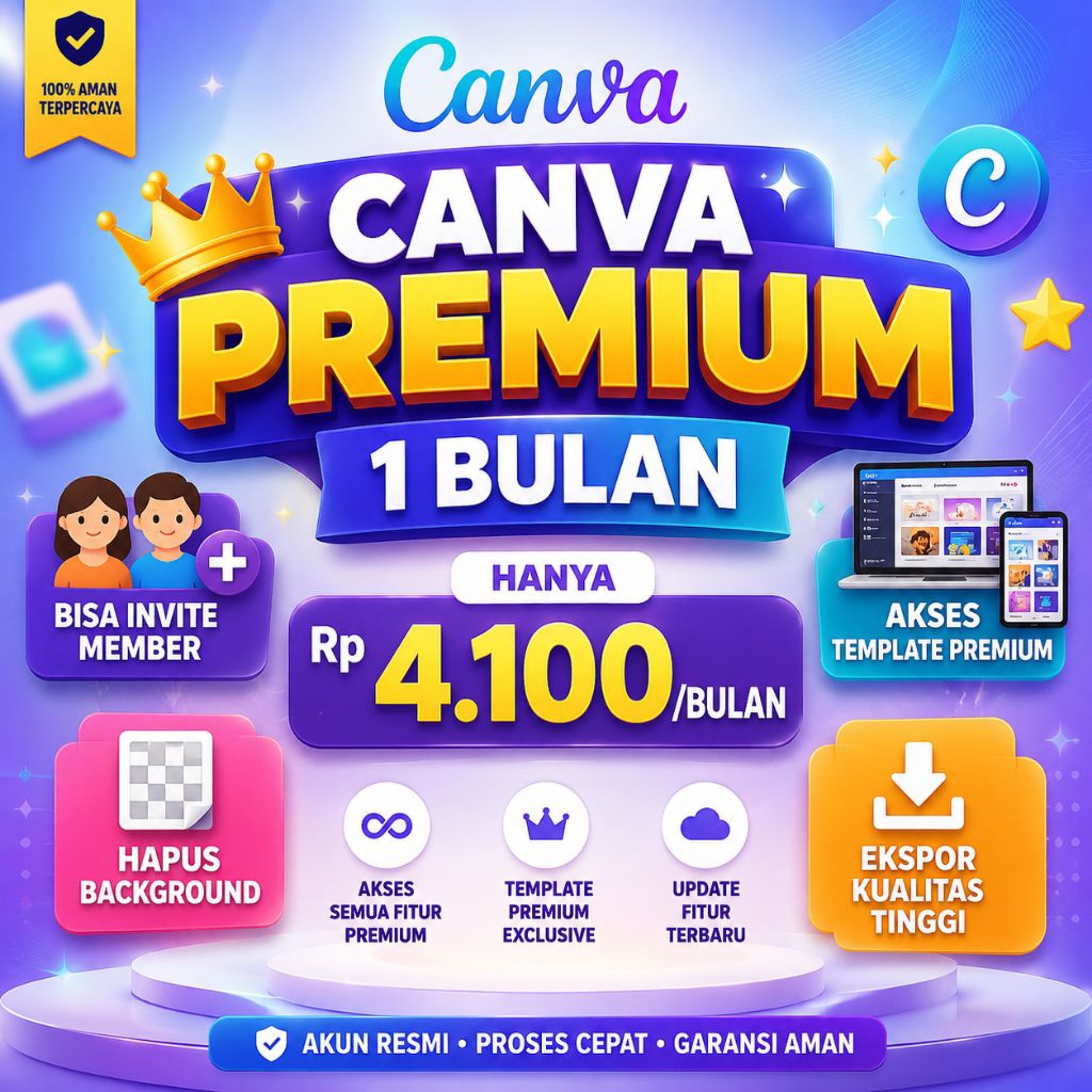 Canva Pro Premium 1 Bulan | Invite Member | Template Premium | Hapus Background | Proses Cepat