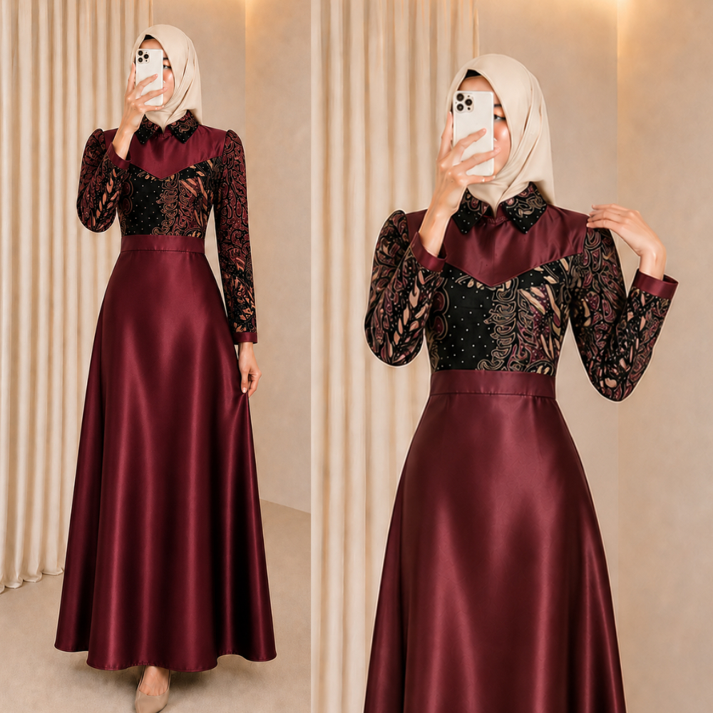 ADA JUMBO XXL | BAYAR DITEMPAT COUPLE VELVET FANDITA PREMIUM LENGAN PANJANG SET GAMIS KOMBINASI VELV
