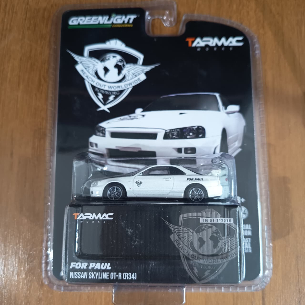 GREENLIGHT TARMAC NISSAN SKYLINE GTR R34 PUTIH FOR PAUL
